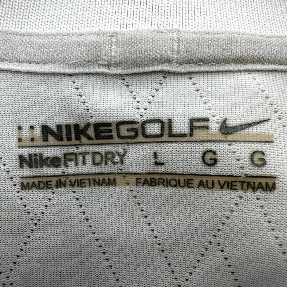 Nike Golf Fit Dry Polo Shirt Perforated Diamond Breathable Athletic White Large